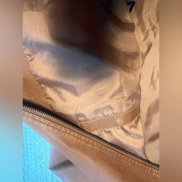 Roundtree & Yorke Sz 3XLT Brown Weatherproof Faux Leather Bomber Jacket NEW - Picture 4 of 15